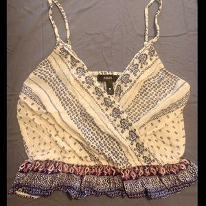 AQUA Crossover Peplum Crop Top